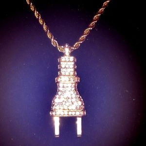 "DA PLUG" chain and pendant 14k solid gold